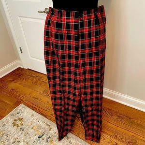 Cuffed Plaid Pants